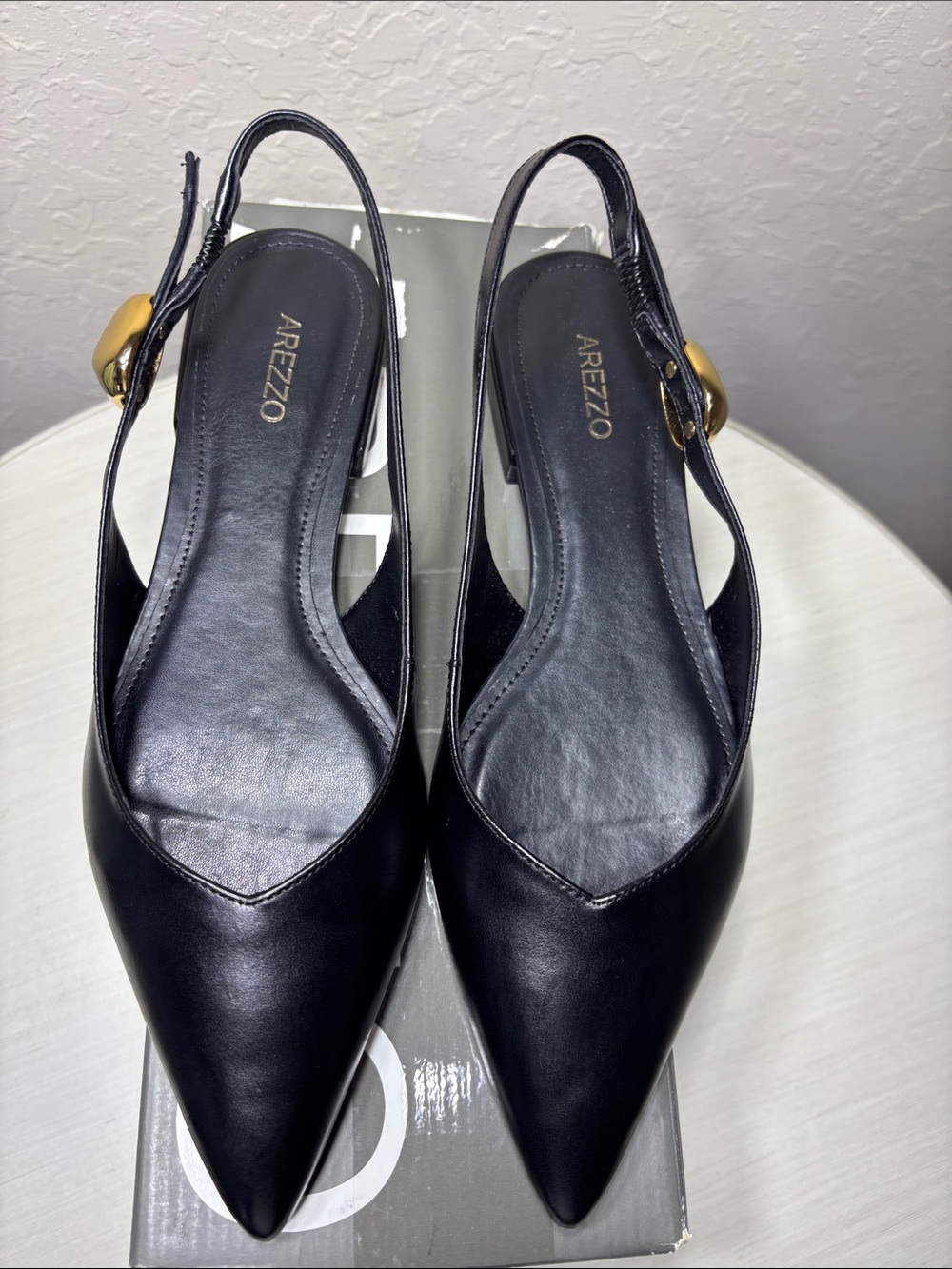 Arezzo Farrah Black Leather Pointed Toe
Slingback Flats NIB Size 7B - Picture 4 of 9